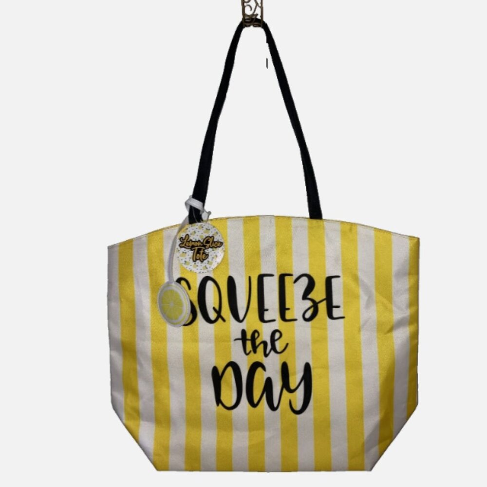 Squeeze The Day Lemon Slice Tote Bag Beach Sun Pool NEW w/tags